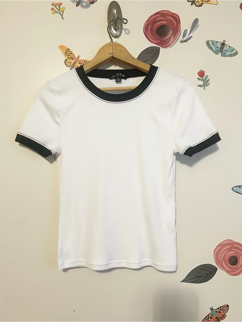 J. Crew Vintage rib shrunken T-shirt with contrast trim M